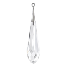 Swarovski 6532 Pure Drop Pendant Half Hole with Trumpet Cap 31.5mm Rhodium/Crystal (20 Pieces)